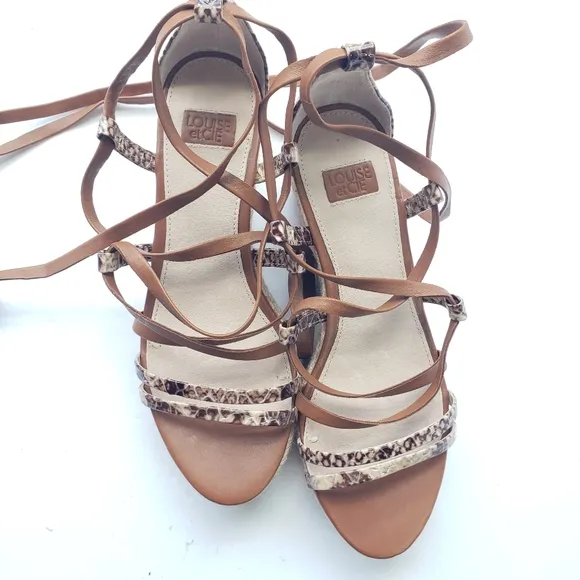 NWT Louise et Cie Renz espadrille wedge strappy lace up sandals