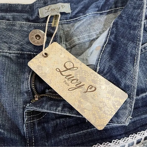 NWT Lucy Paris Denim and Lace Western Layered Skirt