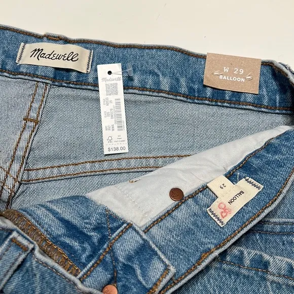 NWT Madewell Balloon Jeans Light Wash Size 29