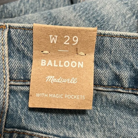 NWT Madewell Balloon Jeans Light Wash Size 29