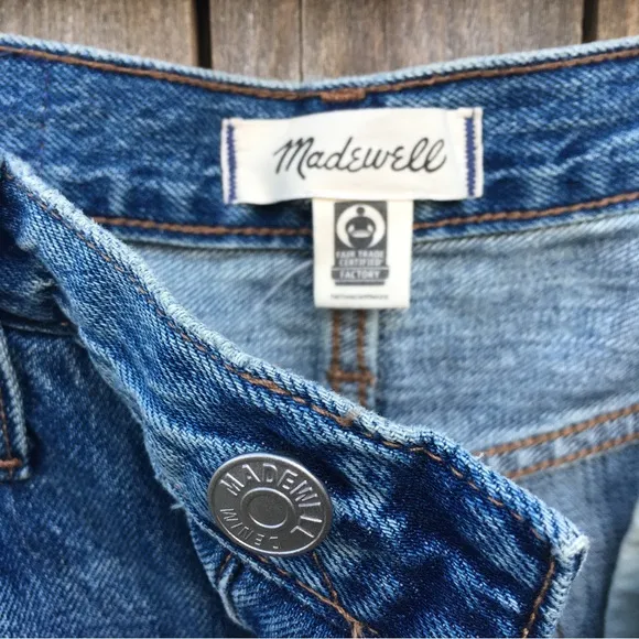 NWT Madewell High Waist Ripped Dad Jean Duane Blue 27