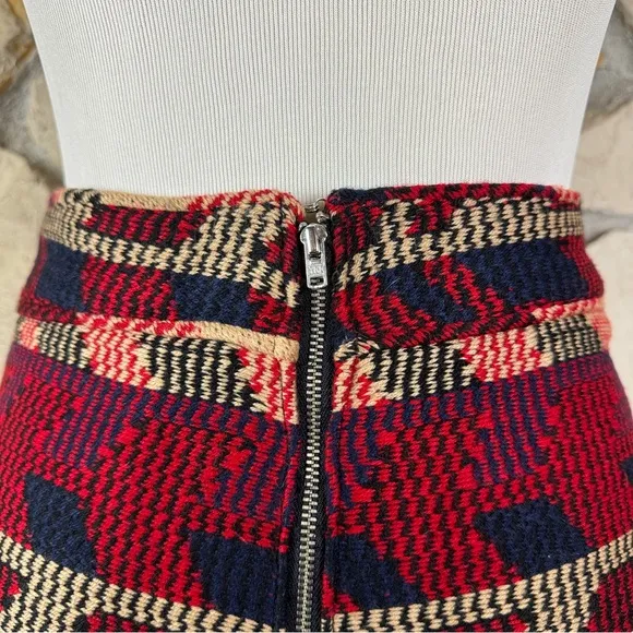 NWT Maje Jakarto Jacquard Mini Skirt Painted Hills Rouge | FR36