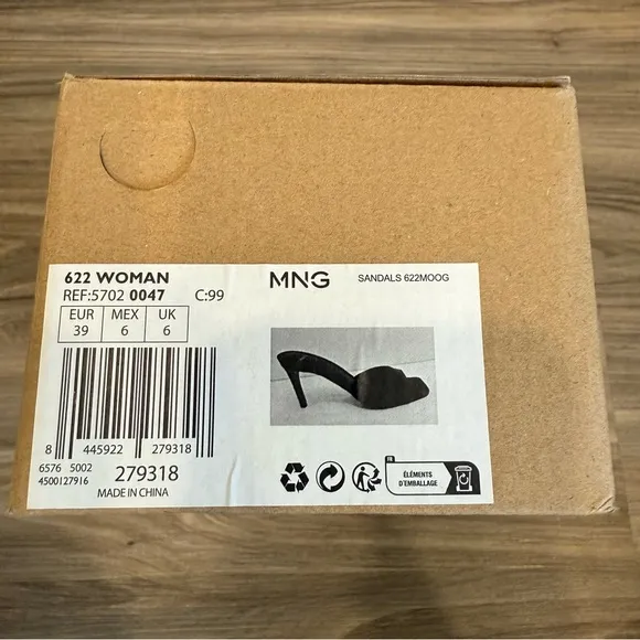 NWT Mango Black Women's Mule Heeled Sandals