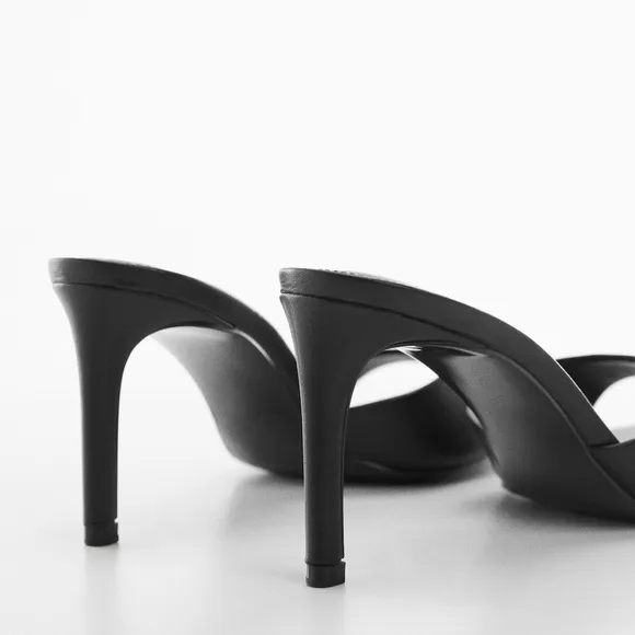 NWT Mango Black Women's Mule Heeled Sandals