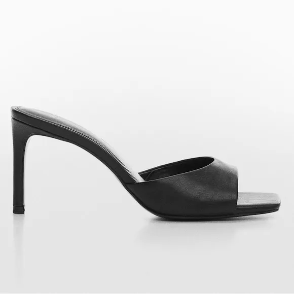 NWT Mango Black Women's Mule Heeled Sandals