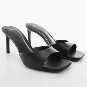 NWT Mango Black Women's Mule Heeled Sandals
