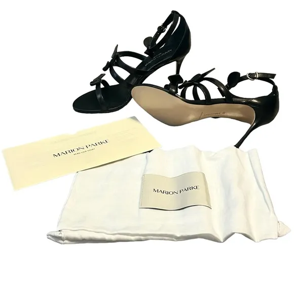 NWT Marion Parke Marguerite Luxury Comfort Sandal Black w/ Dust Bag and Box