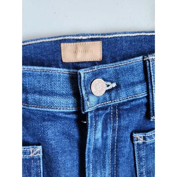 NWT Mother PETITES The Lil Patch Pocket Rambler Zip Sneak Jeans Sz 25 #7G501