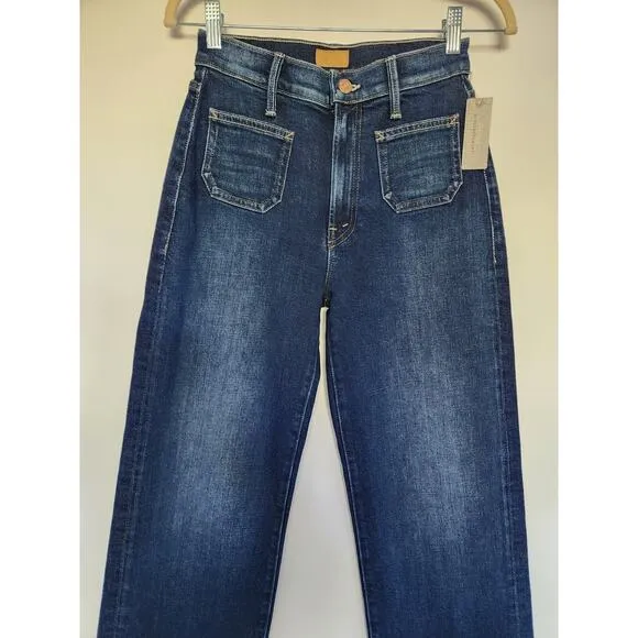 NWT Mother PETITES The Lil Patch Pocket Rambler Zip Sneak Jeans Sz 25 #7G501