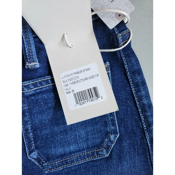 NWT Mother PETITES The Lil Patch Pocket Rambler Zip Sneak Jeans Sz 25 #7G501