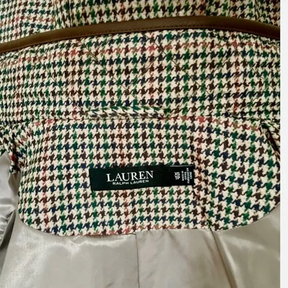 NWT! NEW! LAUREN RALPH LAUREN QUILTED HOODED PUFFER JACKET HOUNDSTOOTH WOMENS XS