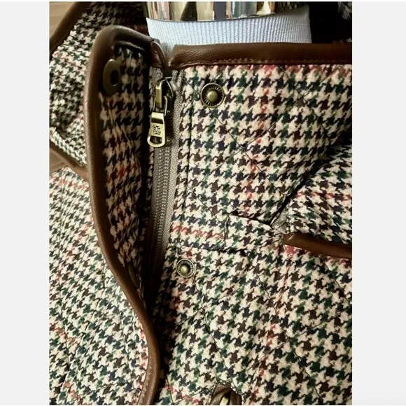 NWT! NEW! LAUREN RALPH LAUREN QUILTED HOODED PUFFER JACKET HOUNDSTOOTH WOMENS XS