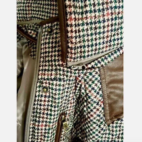 NWT! NEW! LAUREN RALPH LAUREN QUILTED HOODED PUFFER JACKET HOUNDSTOOTH WOMENS XS