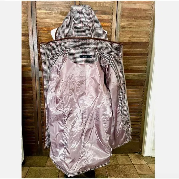 NWT! NEW! LAUREN RALPH LAUREN QUILTED HOODED PUFFER JACKET HOUNDSTOOTH WOMENS XS