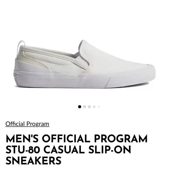 NWT Official Program STU-80 Men's White Slip-On Sneakers - Size 8