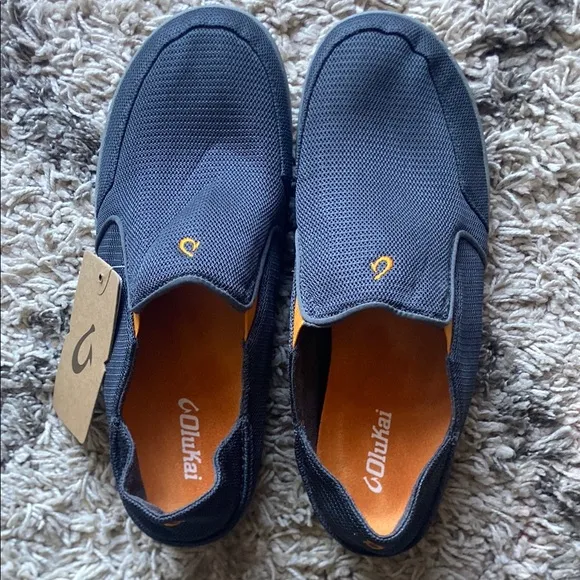 NWT Olukai Nohea Mesh Men’s Slip On Shoes Dark Shadow
