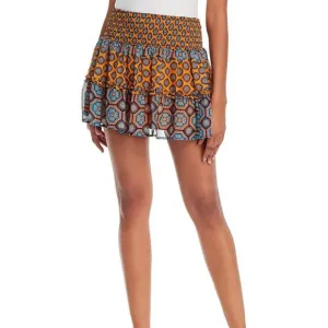NWT RAMY BROOK Livvy Smocked Silk Mini Skirt in Buttercup Large