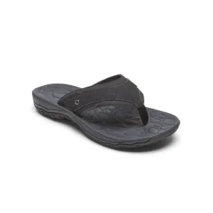 NWT ROCKPORT Mens Black Comfort Hayes Round Toe Slip On Thong Sandals 13 M