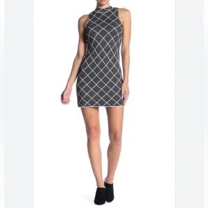 NWT Romeo &amp; Juliet Couture B&amp;W Diamond Pattern Knit Sleeveless Mini Dress M