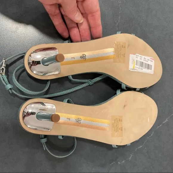 NWT Sam Edelman sz 8 Pippa blue sage napa goatskin strappy heeled sandals