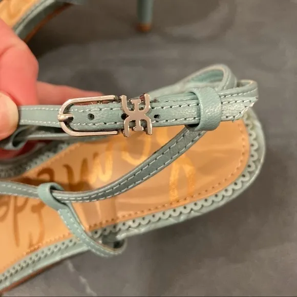 NWT Sam Edelman sz 8 Pippa blue sage napa goatskin strappy heeled sandals