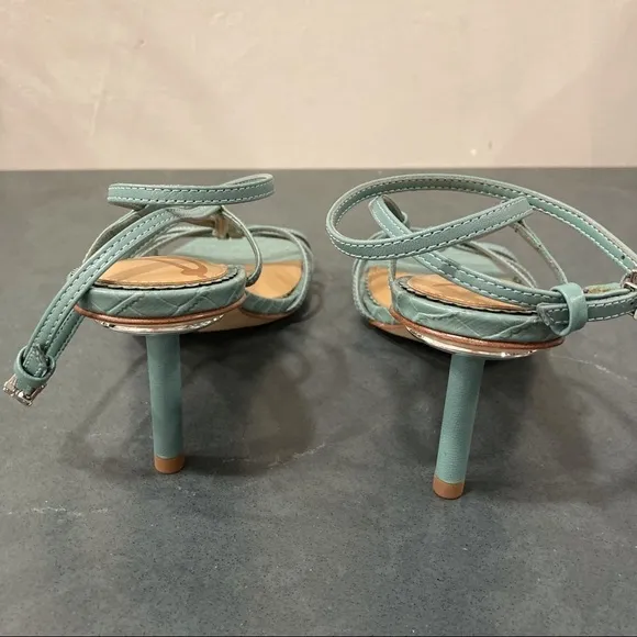 NWT Sam Edelman sz 8 Pippa blue sage napa goatskin strappy heeled sandals