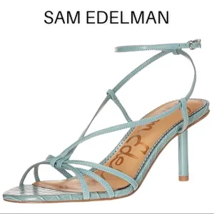 NWT Sam Edelman sz 8 Pippa blue sage napa goatskin strappy heeled sandals
