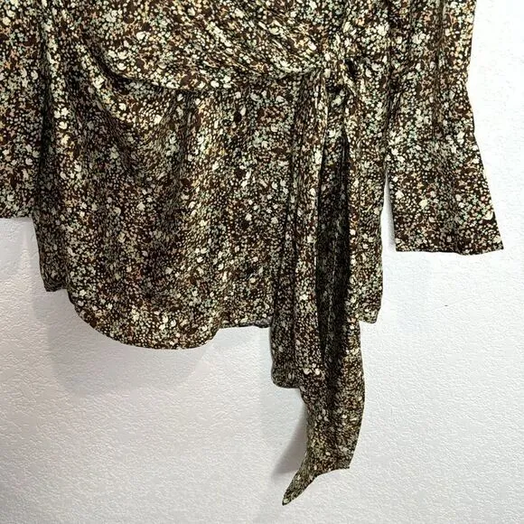 NWT SHONA JOY AVRIEL TIE FRONT SHIRT MINI DRESS IN CHOC Size 8