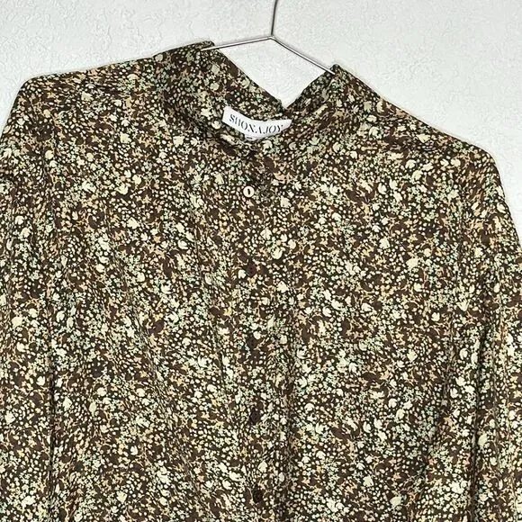 NWT SHONA JOY AVRIEL TIE FRONT SHIRT MINI DRESS IN CHOC Size 8