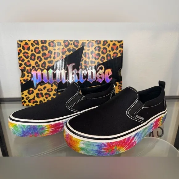 NWT Skechers Punkrose Volt'd-Crazy Core Lifestyle Slip On Loafers Black Size 7.5