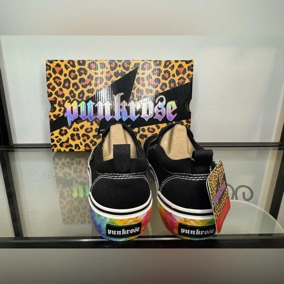 NWT Skechers Punkrose Volt'd-Crazy Core Lifestyle Slip On Loafers Black Size 7.5