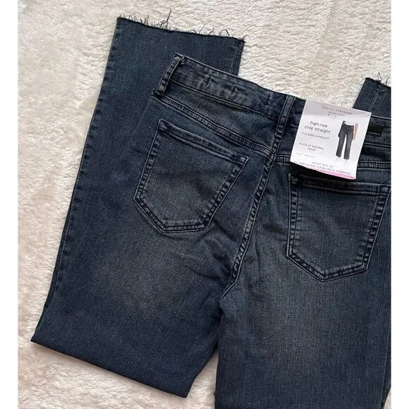 NWT Social Standard by Sanctuary High Rise Crop Raw Hem Straight Jean, Hopewell