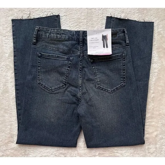 NWT Social Standard by Sanctuary High Rise Crop Raw Hem Straight Jean, Hopewell