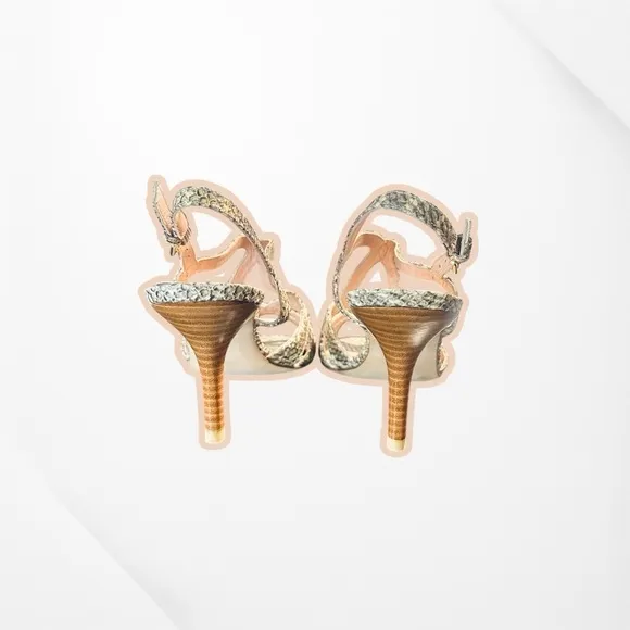 NWT Stuart Weitzman ‘Overture’ Strappy Heeled Sandals in Natural Feather Snake 9