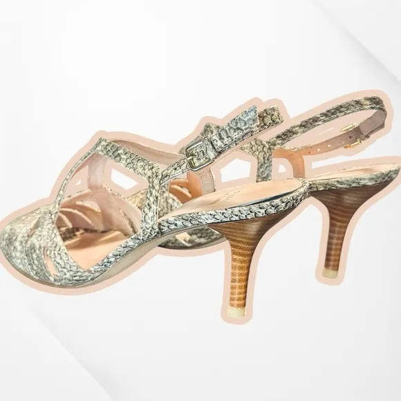NWT Stuart Weitzman ‘Overture’ Strappy Heeled Sandals in Natural Feather Snake 9