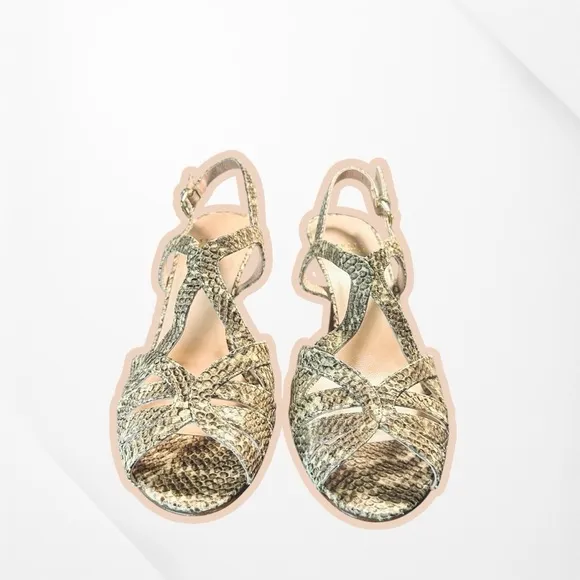 NWT Stuart Weitzman ‘Overture’ Strappy Heeled Sandals in Natural Feather Snake 9