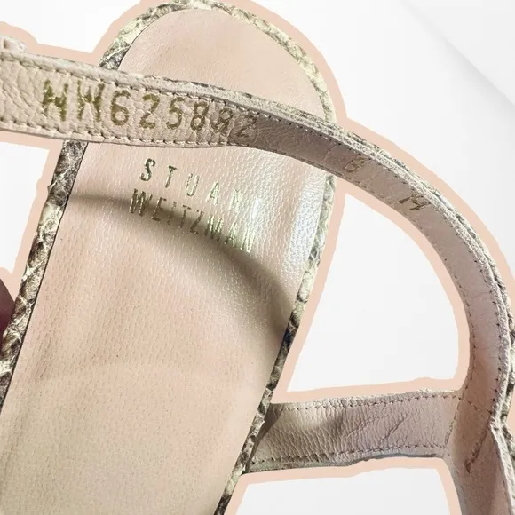 NWT Stuart Weitzman ‘Overture’ Strappy Heeled Sandals in Natural Feather Snake 9