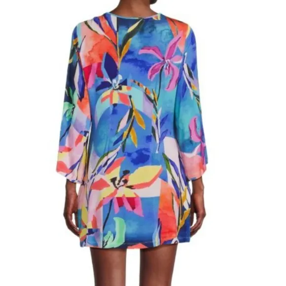 NWT SUNSHINE 79 Dress Floral Tropical Mini Tent Dress Small Stretch Pockets
