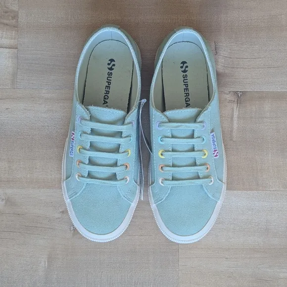 NWT! Superga Mint Suede Leather Canvas Lined Sneakers - Size 7.5 / Euro 38
