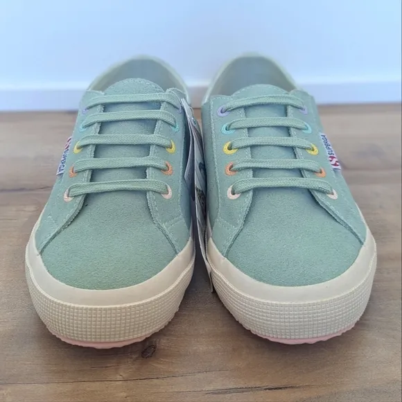 NWT! Superga Mint Suede Leather Canvas Lined Sneakers - Size 7.5 / Euro 38