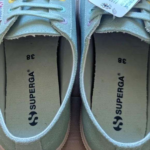NWT! Superga Mint Suede Leather Canvas Lined Sneakers - Size 7.5 / Euro 38