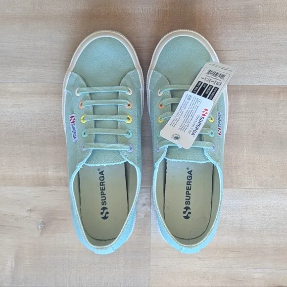 NWT! Superga Mint Suede Leather Canvas Lined Sneakers - Size 7.5 / Euro 38