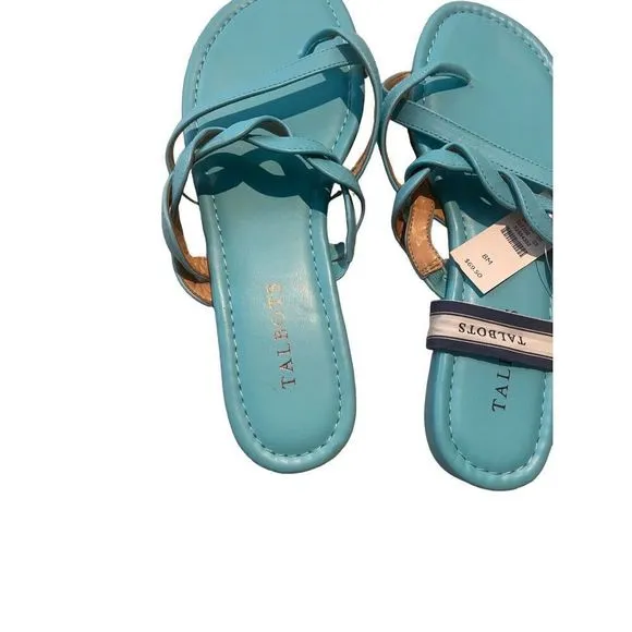 NWT Talbots Womens Turquoise Nappa Leather Gia Twist Sandals Size 8M