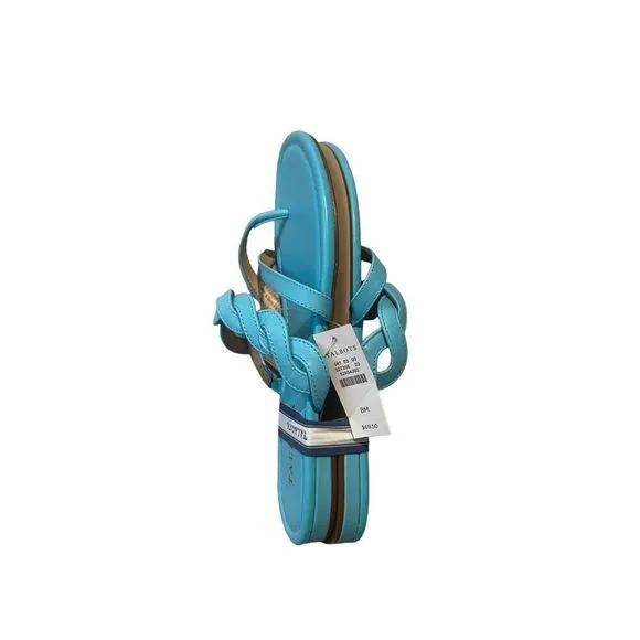 NWT Talbots Womens Turquoise Nappa Leather Gia Twist Sandals Size 8M