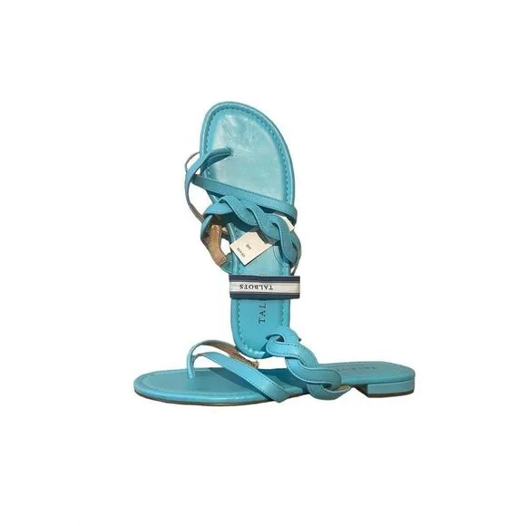 NWT Talbots Womens Turquoise Nappa Leather Gia Twist Sandals Size 8M