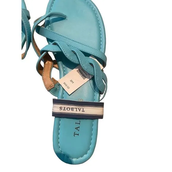 NWT Talbots Womens Turquoise Nappa Leather Gia Twist Sandals Size 8M