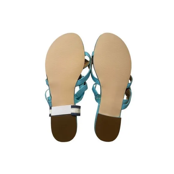 NWT Talbots Womens Turquoise Nappa Leather Gia Twist Sandals Size 8M