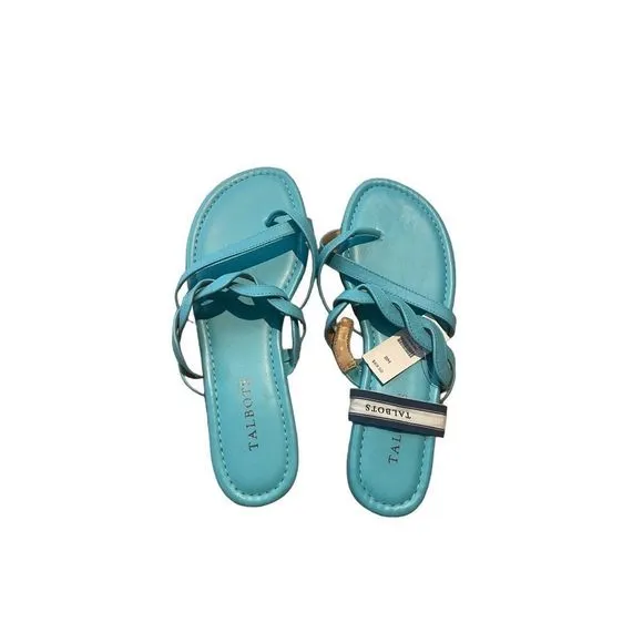 NWT Talbots Womens Turquoise Nappa Leather Gia Twist Sandals Size 8M