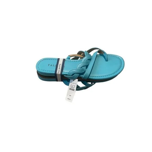 NWT Talbots Womens Turquoise Nappa Leather Gia Twist Sandals Size 8M