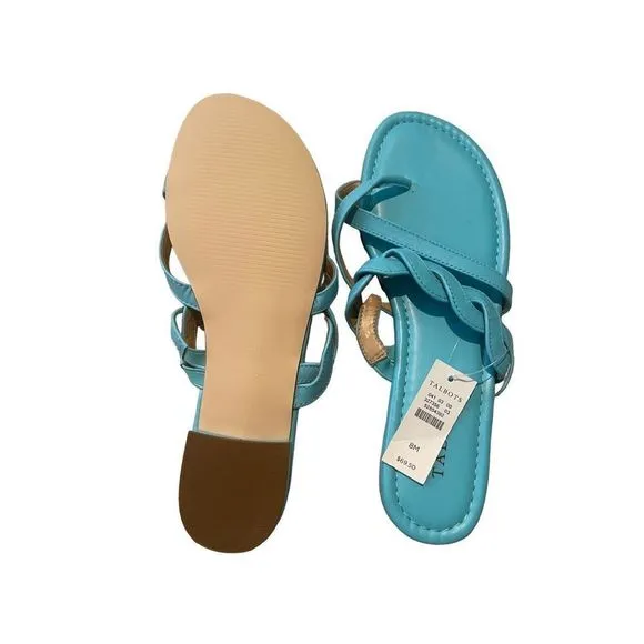 NWT Talbots Womens Turquoise Nappa Leather Gia Twist Sandals Size 8M